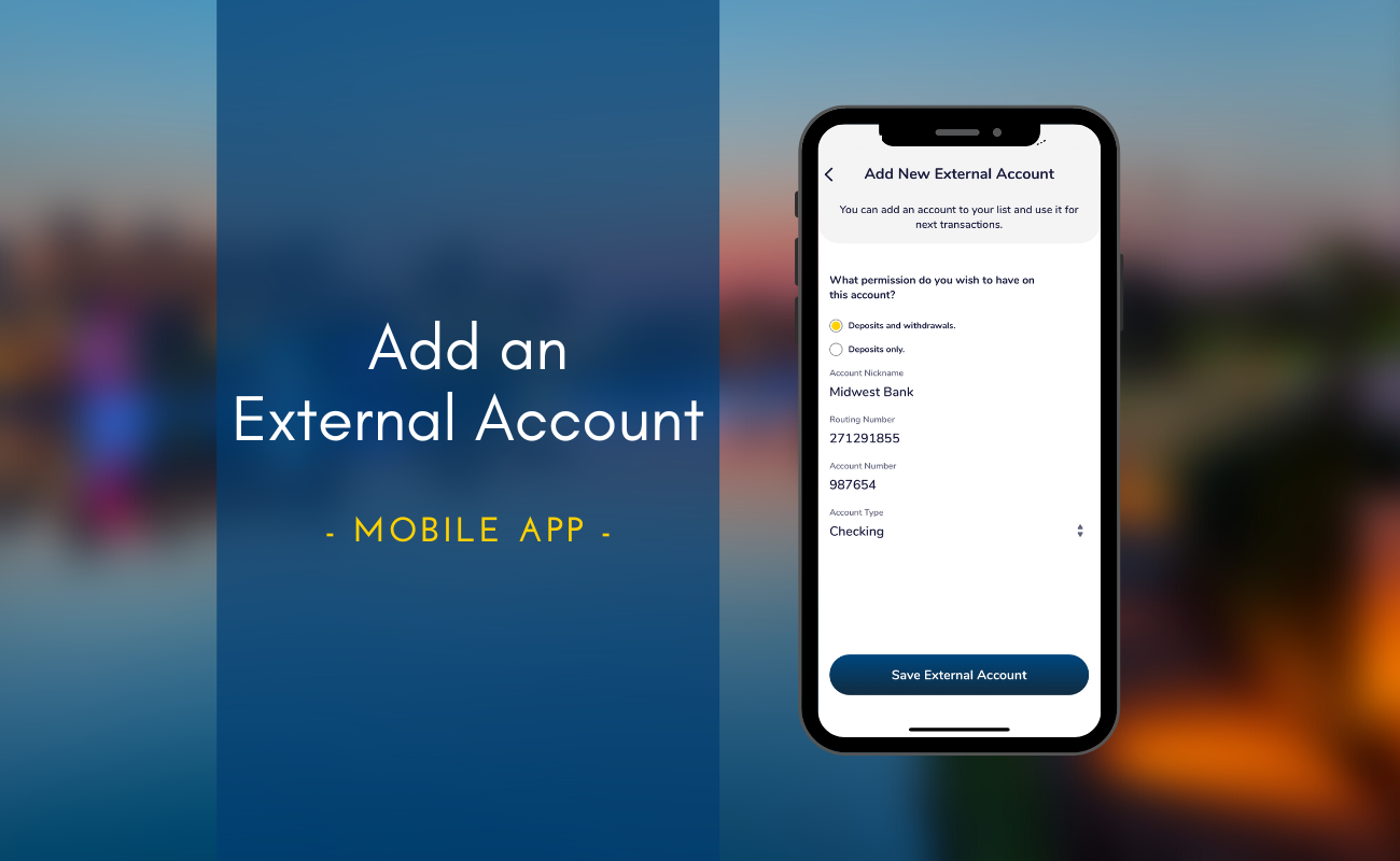 How to Add An External Account on App demo button